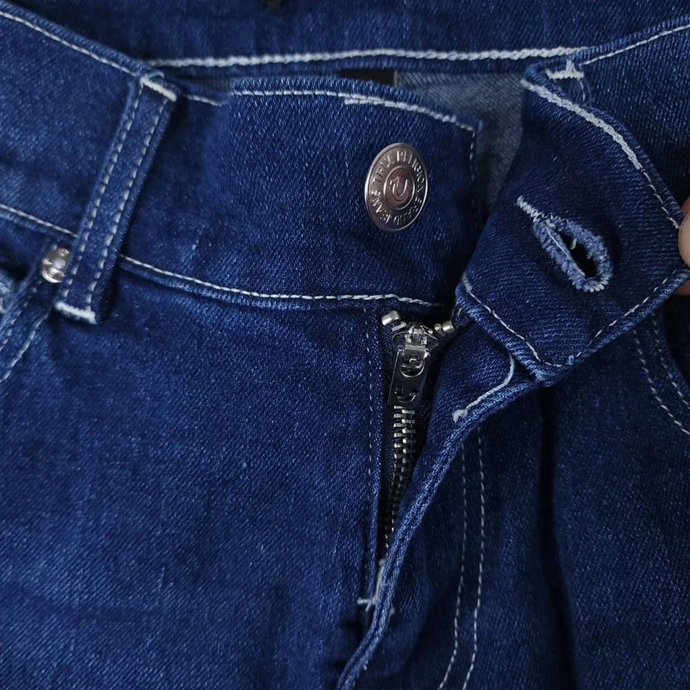 True Religion Ricky Straight Jeans Mens‎ 32x34 Blue Flap Pocket Y2K Streetwear